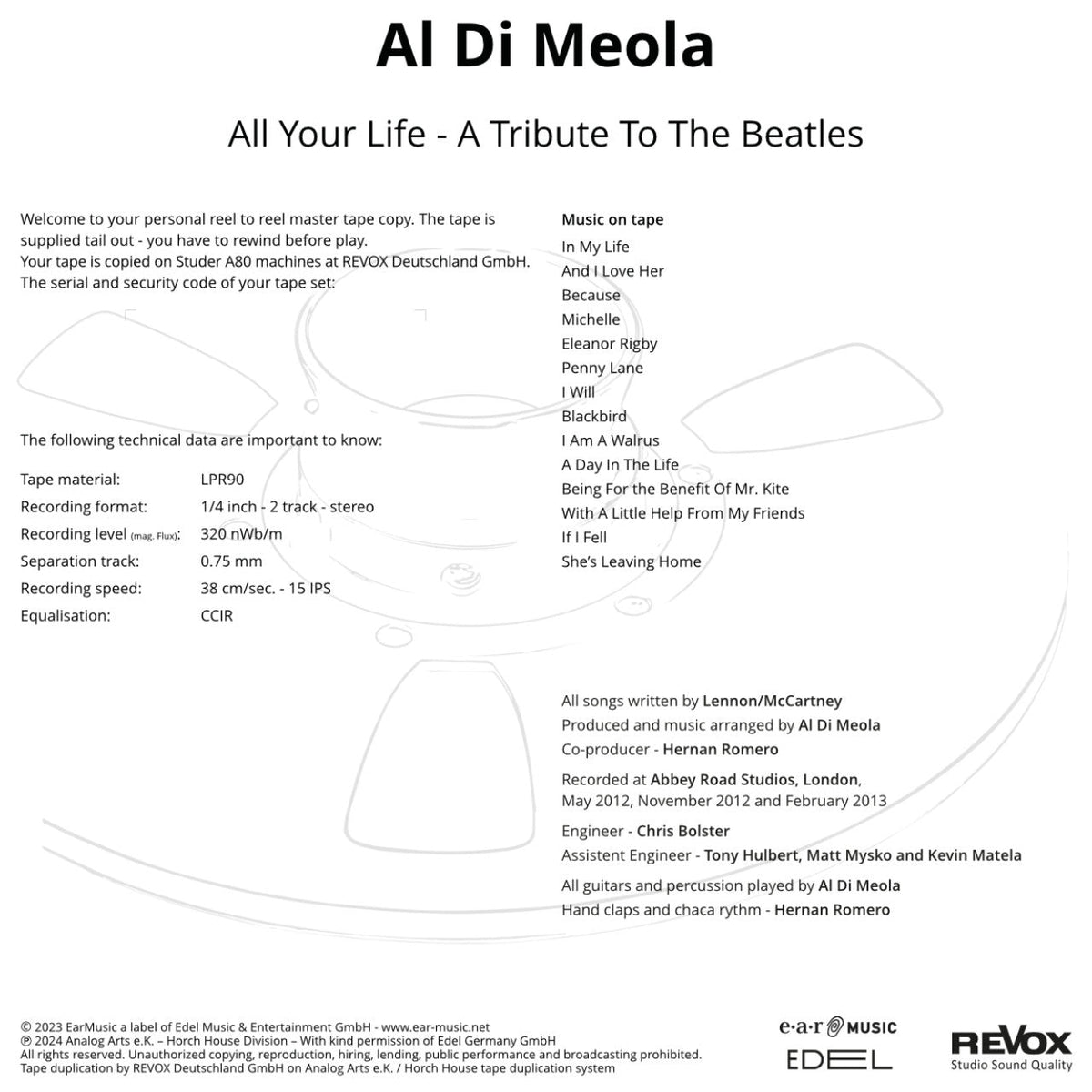 Al Di Meola All Your Life Credits