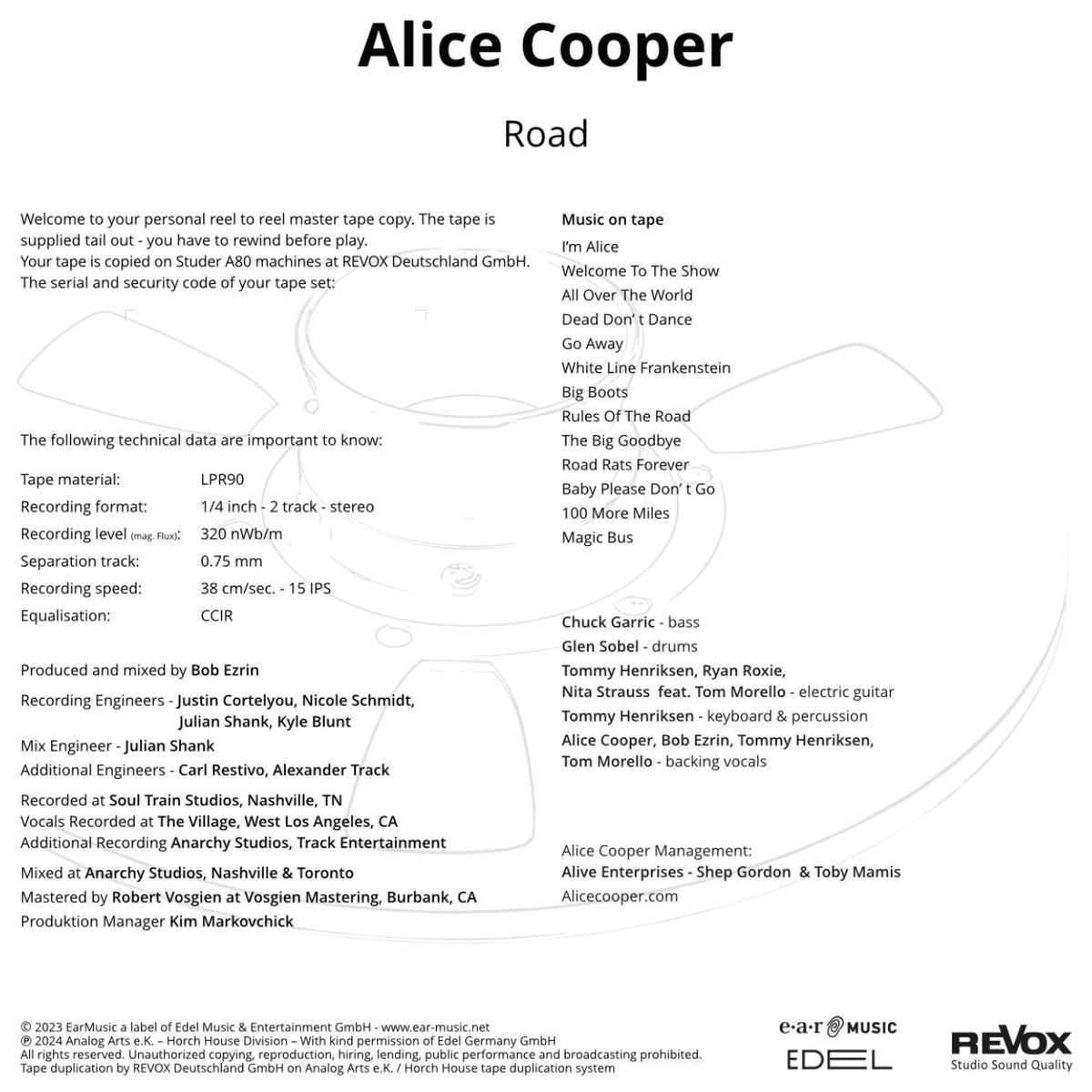 Alice Cooper Road Credits