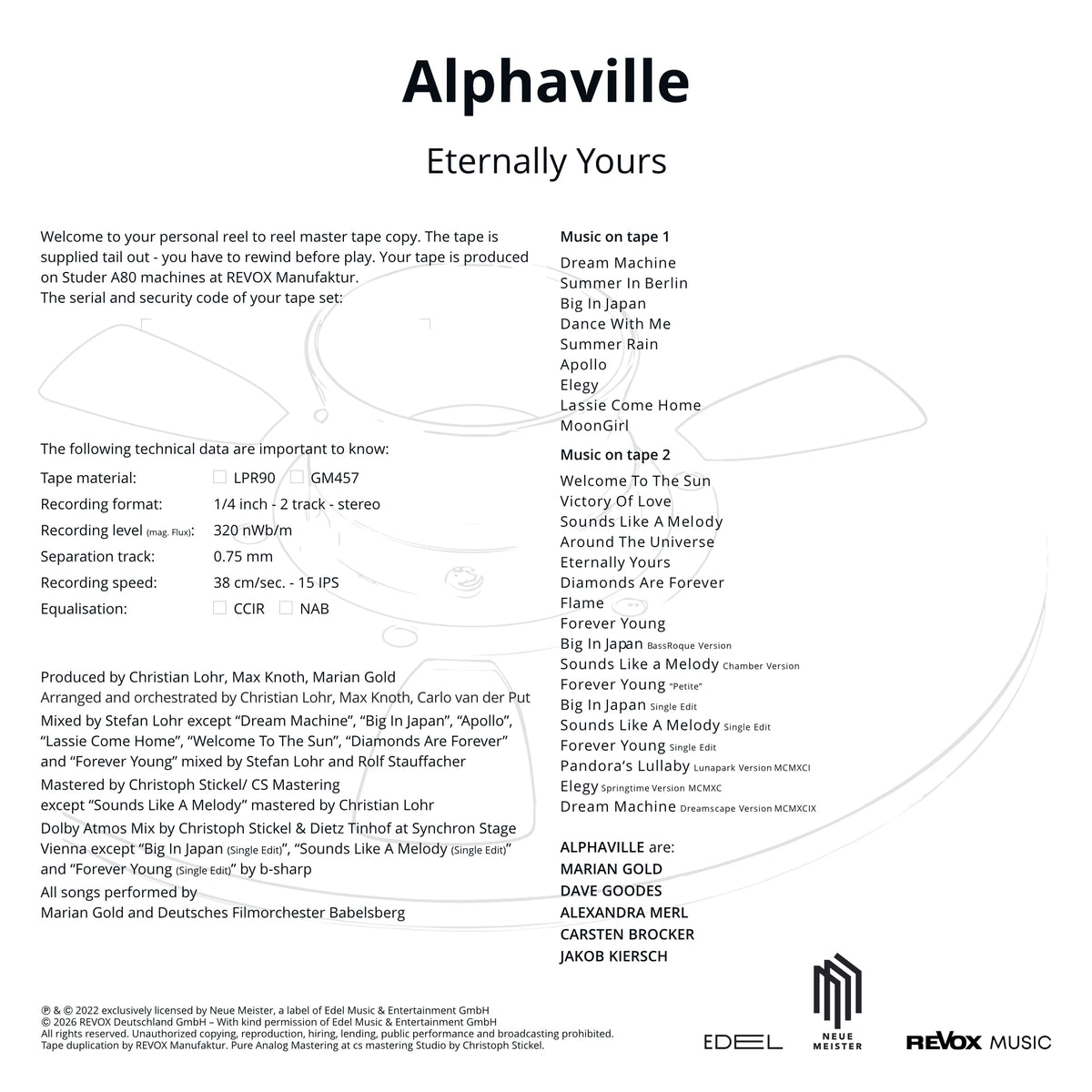 Alphaville - Eternally Yours (Tonband)