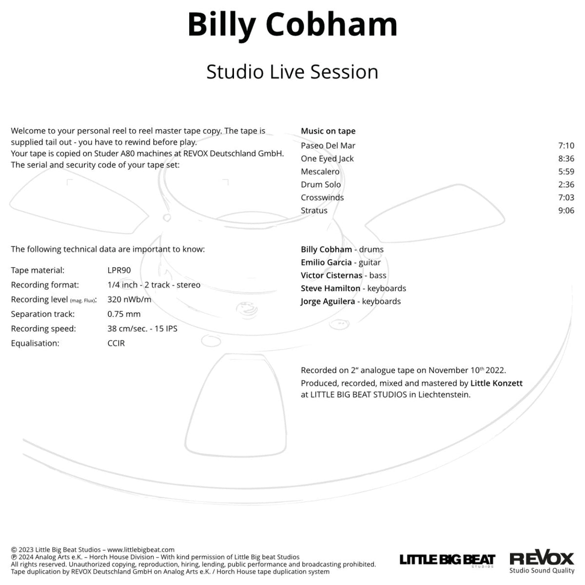 Billy Cobham Studio Live Session Credits