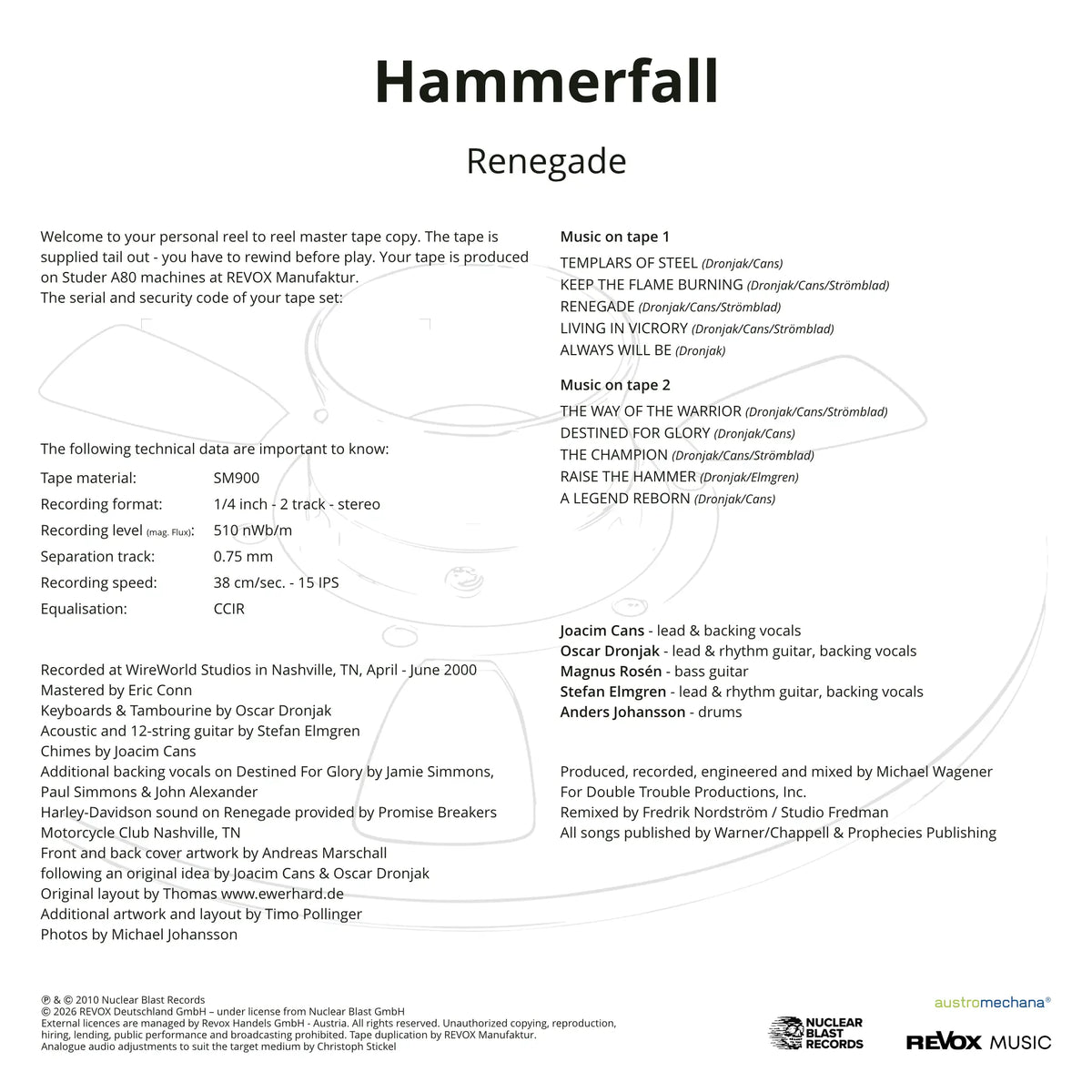 HammerFall - Renegade (Tonband)