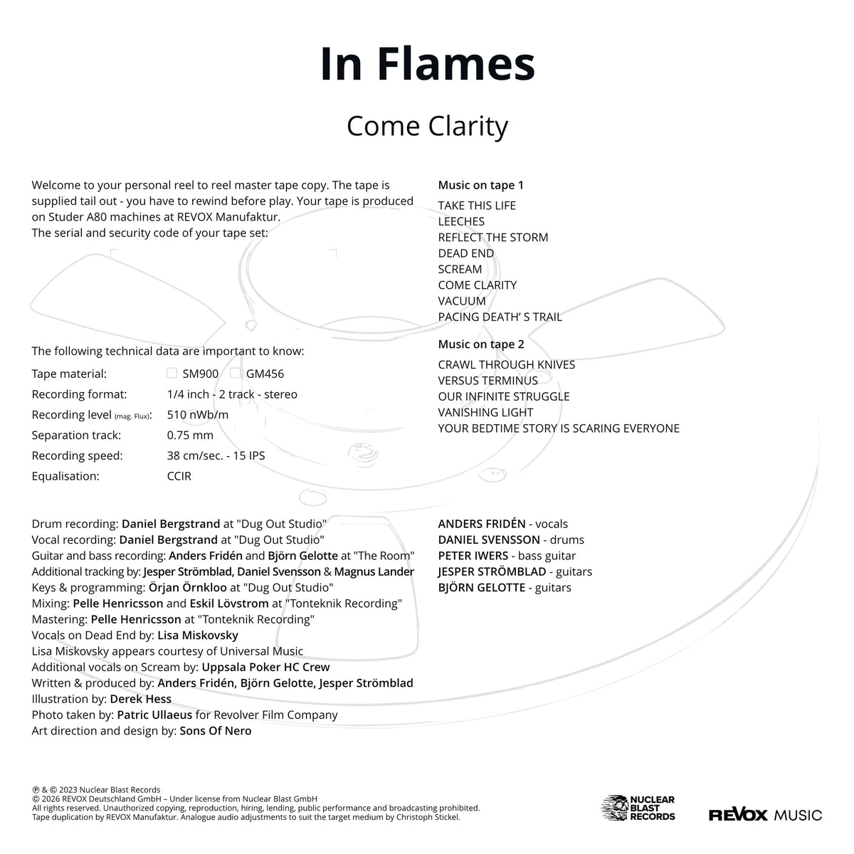 In Flames - Come Clarity (Tonband)