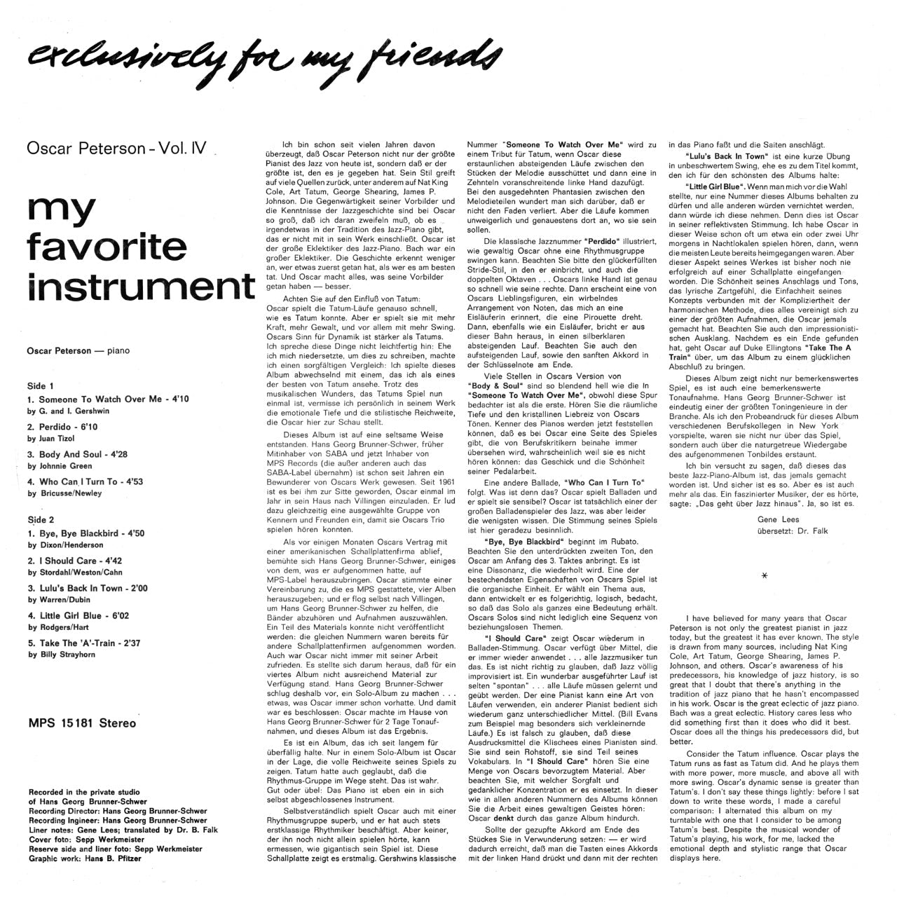 Oscar Peterson My Favorite Instrument Inlay 1