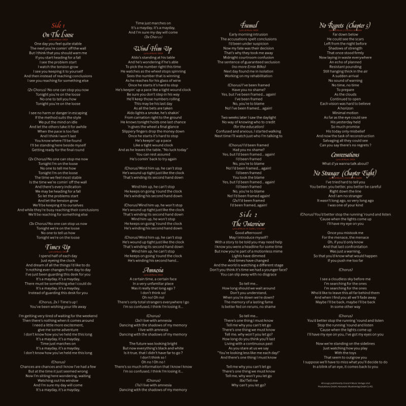 SAGA Worlds Apart Inlay Track List
