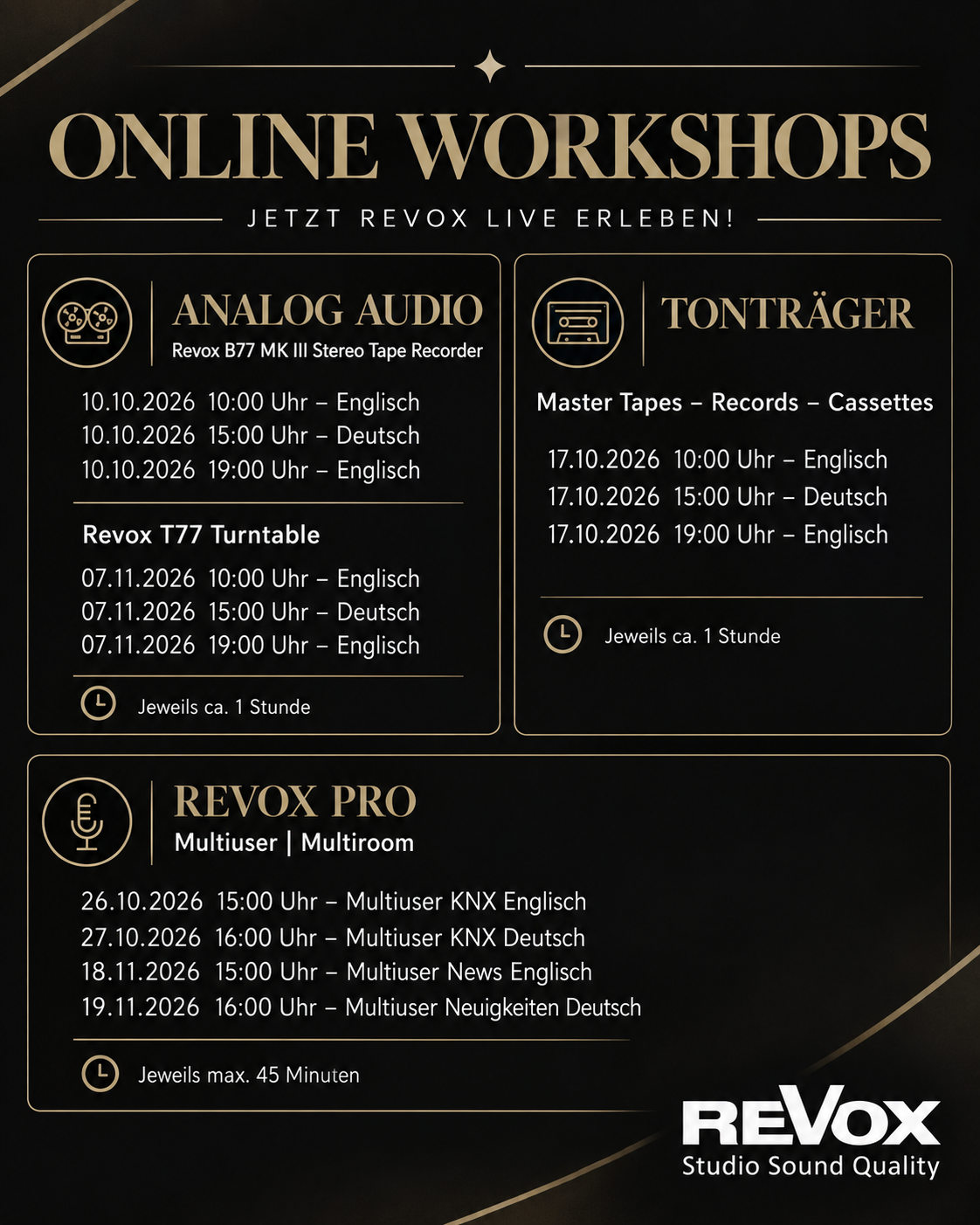 Revox Online Workshops