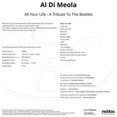 Al Di Meola All Your Life Credits