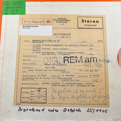 Beethoven Symphony No. 6 Original Master Tape