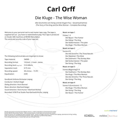 Carl Orff Die Kluge Credits
