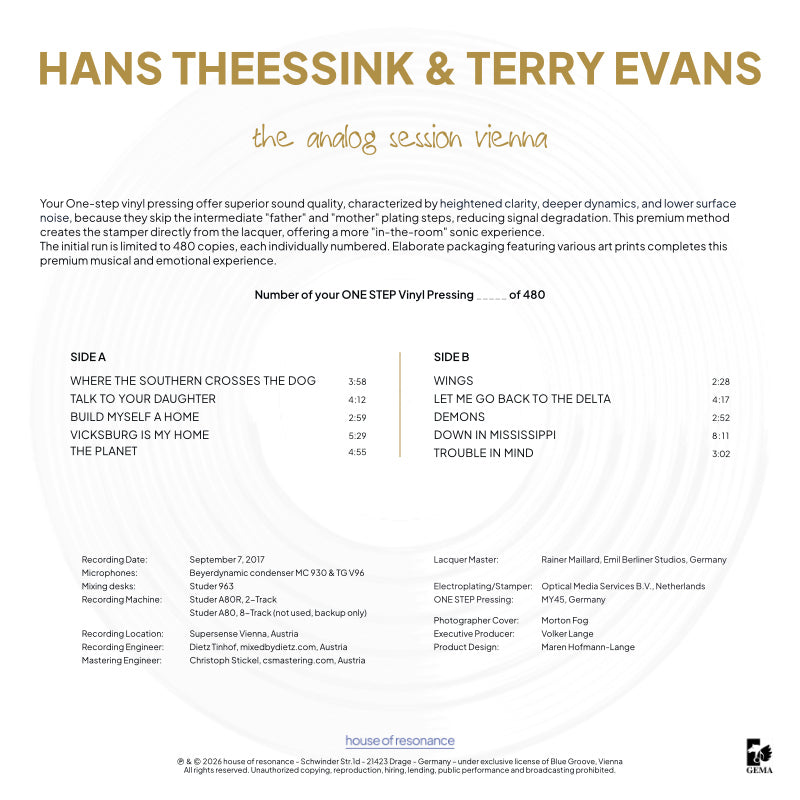 Hans Theessink & Terry Evans - the analog session vienna (One Step Vinyl)
