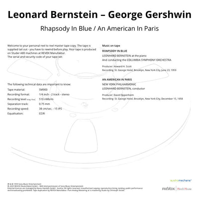 George Gershwin Leonard Bernstein Rhapsody In Blue An American In Paris Credits
