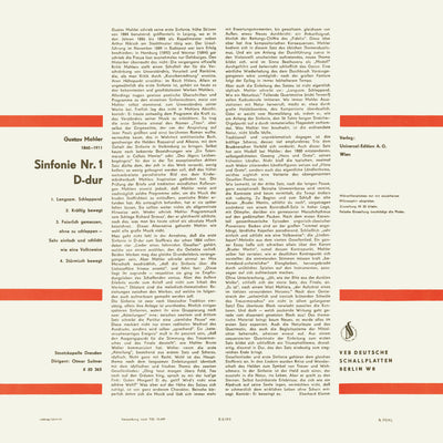 Gustav Mahler Symphony No. 1 Cover Backside
