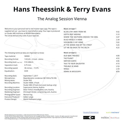 Hans Theessink & Terry Evans - the analog session vienna (Master Tape)
