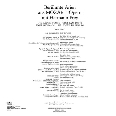 Famous Arias from Mozart Operas with Hermann Prey Cover Backside