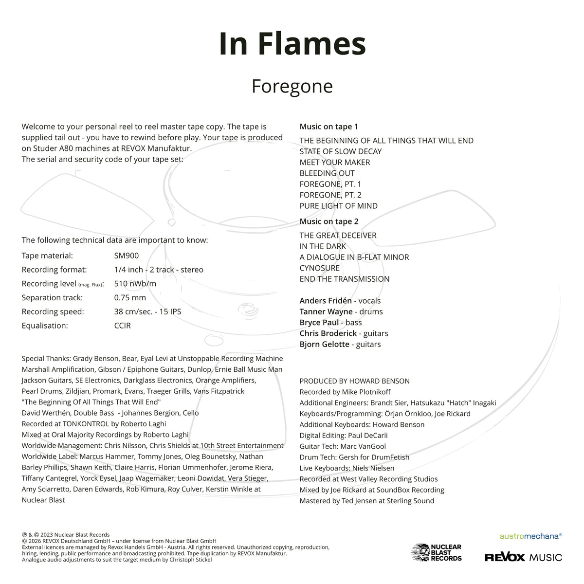 In Flames - Foregone (Tonband)
