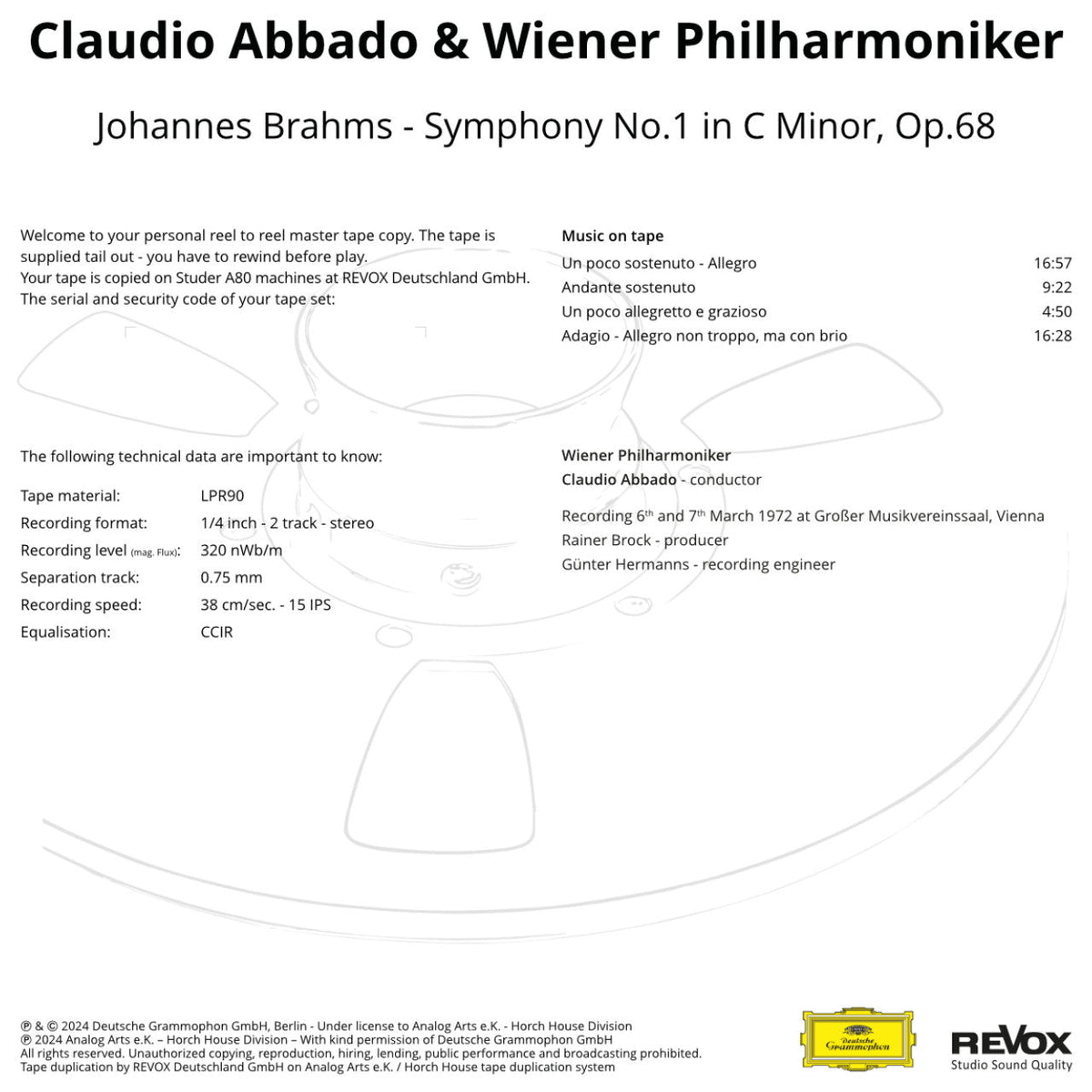 Johannes Brahms Symphony No. 1 Credits