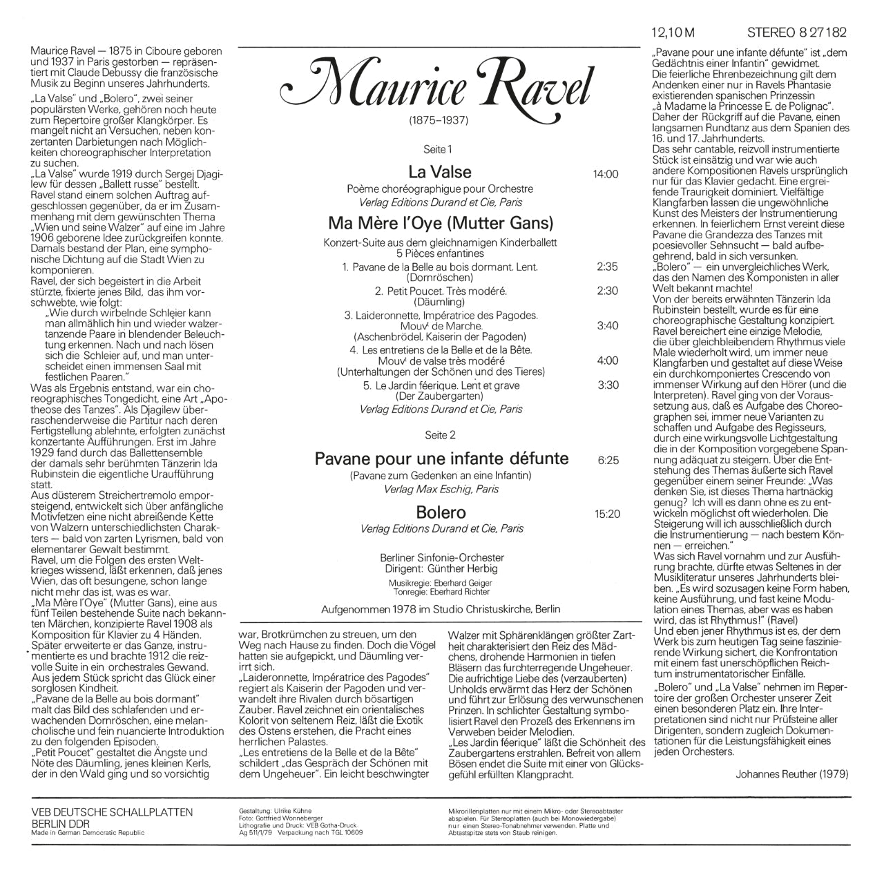 Maurice Ravel Bolero Cover Backside