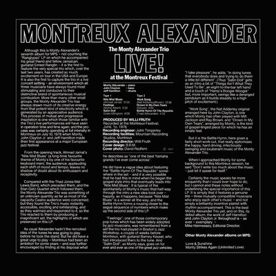 Monty Alexander Live At The Montreux Festival Cover Backside
