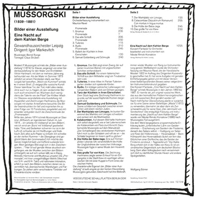 Mussorgski Pictures at an Exhibition and Night on Bald Mountain Cover Backside