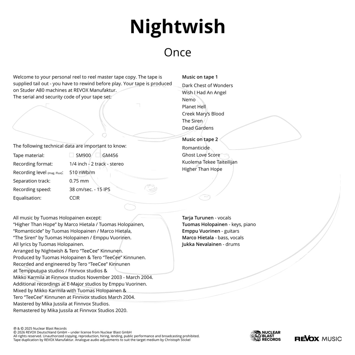 Nightwish - Once (Tonband)