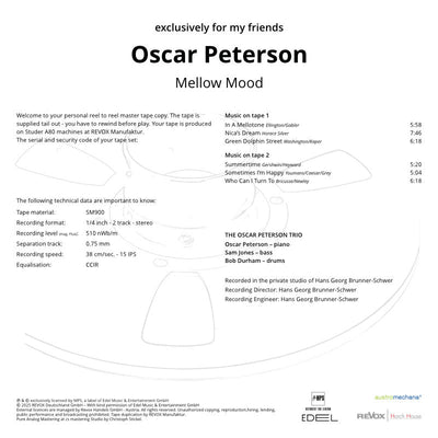 Oscar Peterson Mellow Mood Credits
