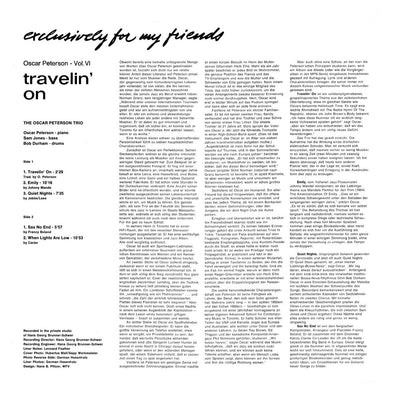 Oscar Peterson Travelin' On Inlay 1