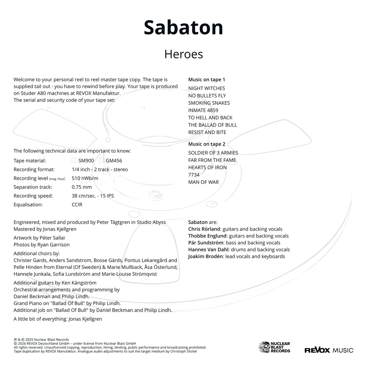 Sabaton - Heroes (Tonband)