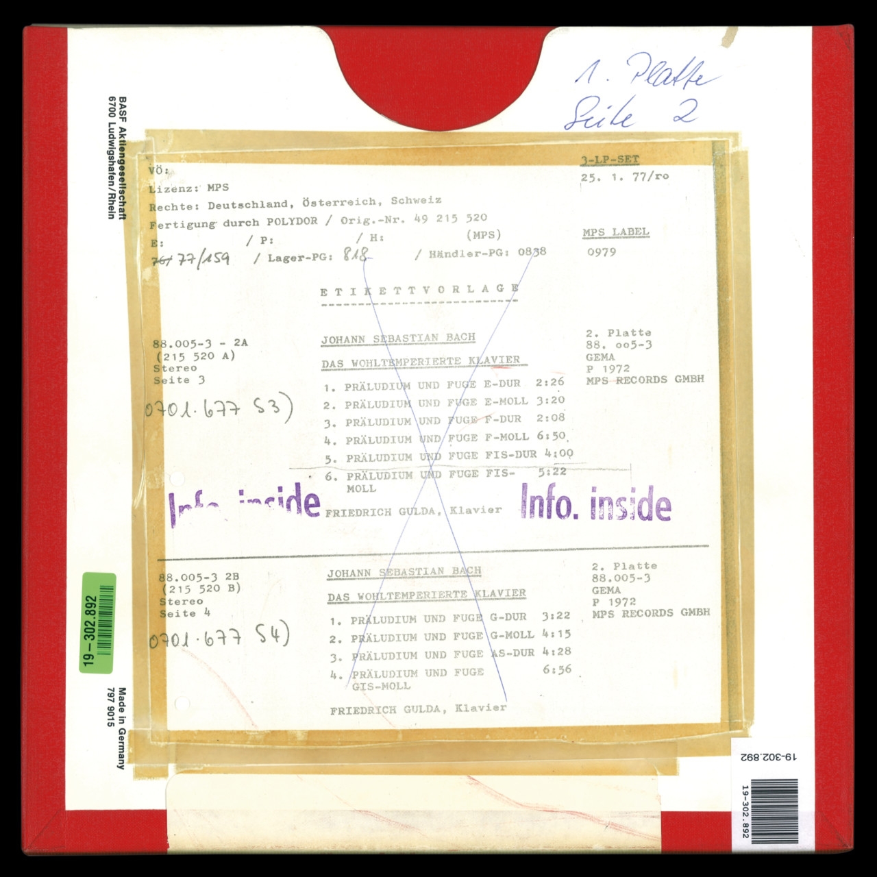 Friedrich Gulda - The Well-Tempered Clavier - Part 1/1 - Tape 1+2