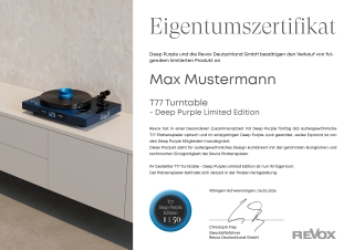 Zertifikat Revox T77 Deep Purple